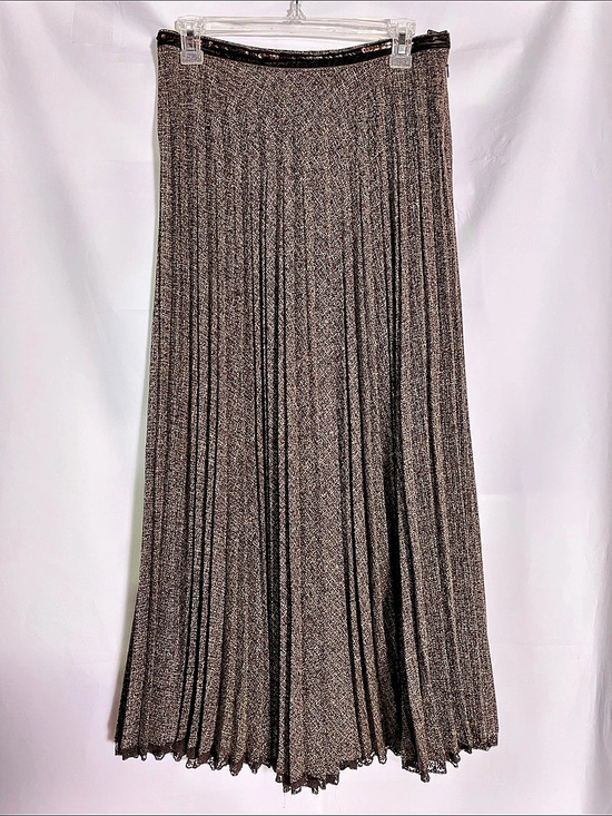 e-col-o-gie Dresses & Skirts - Vintage e-col-o-gie Pleated Sequin Waistline Maxi Skirt in Brown Size 6